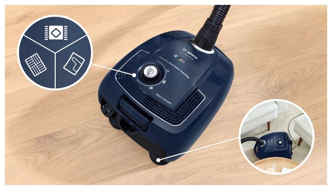 Bodenstaubsauger mit Staubbeutel 600 W PureAir  Serie 4 BGD38BU2 (Blau) 