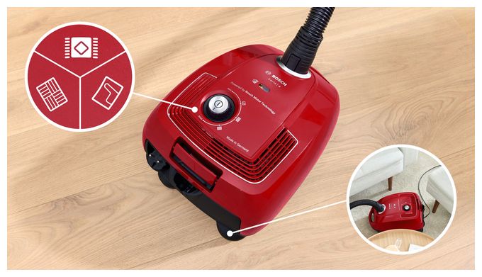 Bodenstaubsauger mit Staubbeutel 600 W Micro  Serie 4 BGD38RD1H (Rot) 
