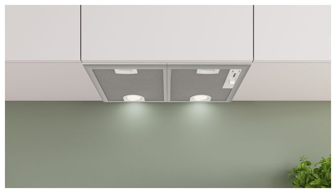 Abluft/Umluft Dunstabzugshaube/Esse Einbau 50 cm (Metallisch, Silber) Serie 4 DHL555BM 