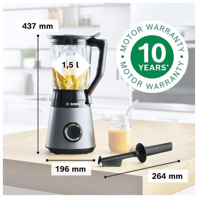 1,5 l Standmixer 2 Geschwindigkeiten 1200 W  Serie 4 MMB6172S (Silber) 