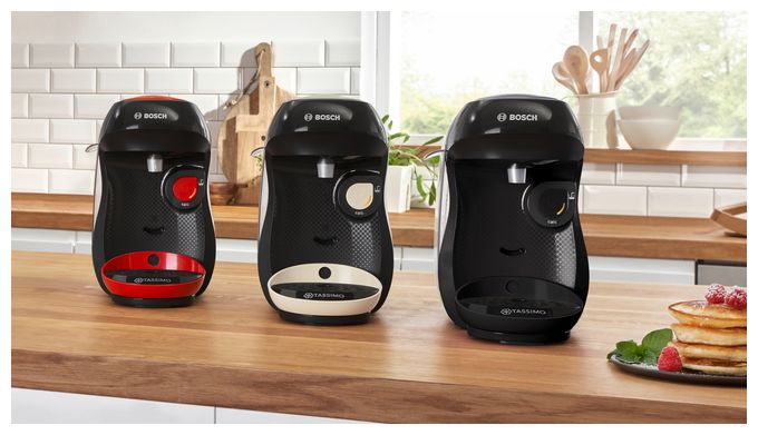 Kaffeekapsel Maschine  TAS102E Tassimo Happy friendly (Schwarz) 