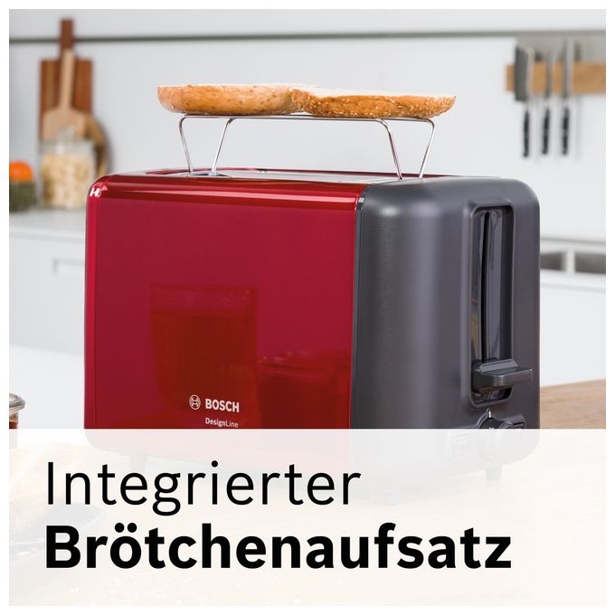 Toaster 970 W 2 Scheibe(n)  TAT3P424DE DesignLine (Schwarz, Rot) 