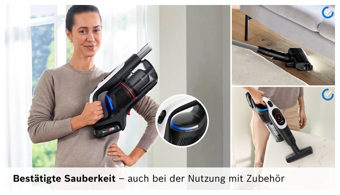 Handstaubsauger Beutellos bis 60 min Laufzeit 18 V HEPA  Unlimited 9 BKS931BA (Weiß) 