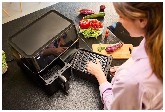 Doppel Heißluftfritteuse 10 l 2400 W  TD5030IBK (Schwarz, Silber) 