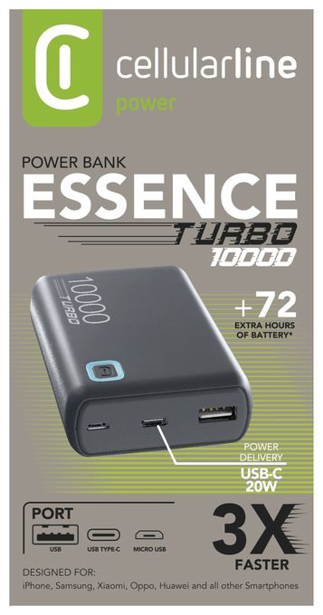 10000 mAh Powerbank USB Typ-C  Essence Turbo (Grau) 