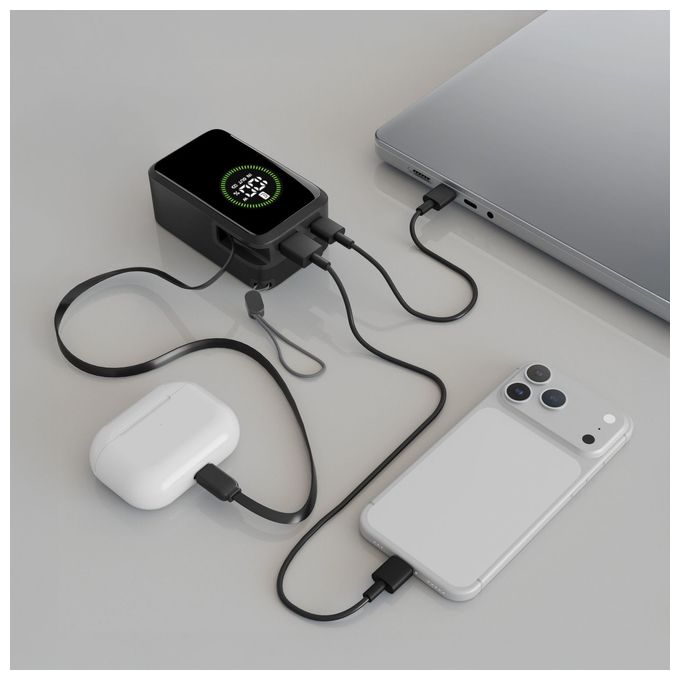 10000 mAh Powerbank USB Typ-C  Roller (Schwarz) 
