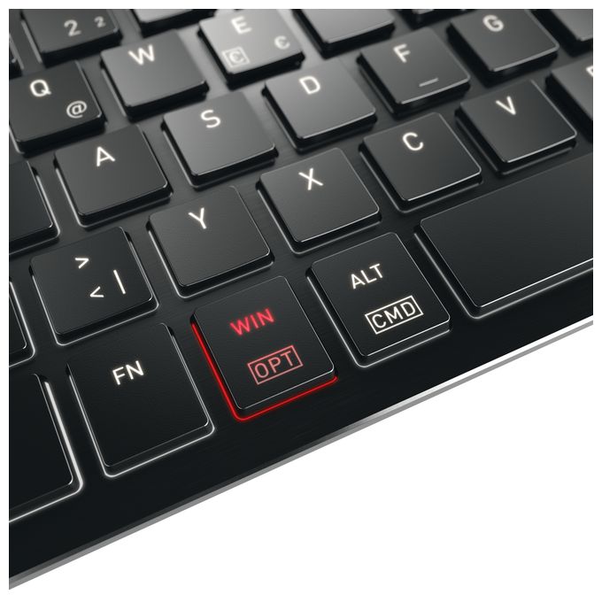 LED Heimbüro Tastatur USB + RF Wireless + Bluetooth 2.4 GHz  KWXULP 2.0 Mini (Schwarz) 