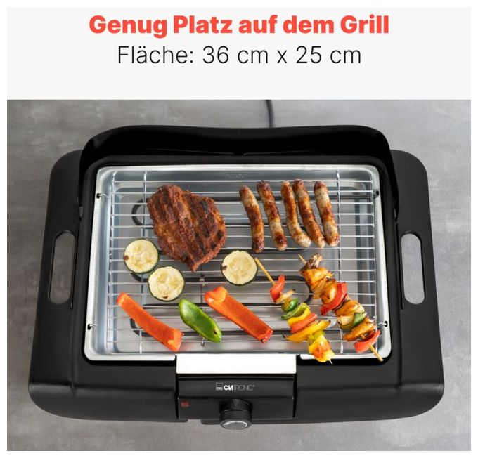 1 Zone(n) 2000 W  BQS3842 2 in 1 Stand und Tischgrill (Schwarz) 