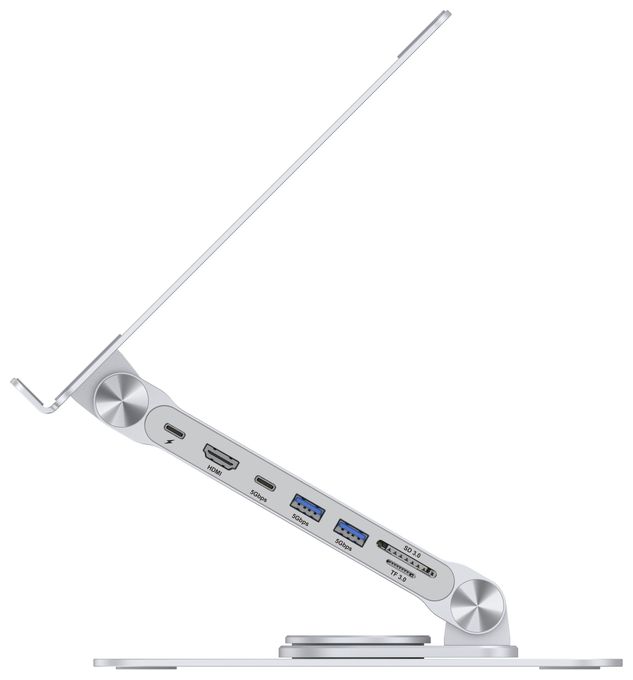 DONN27G Laptop-Ständer mit 7-in-1-Dockingstation, 360° drehbare Basis, faltbar, höhenverstellbar 