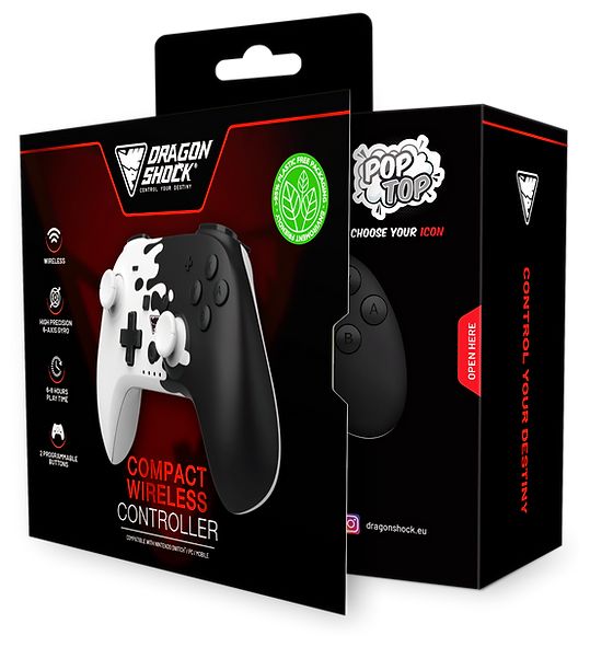 Gamepad für Nintendo Switch  PopTop Compact (Schwarz, Weiß) 