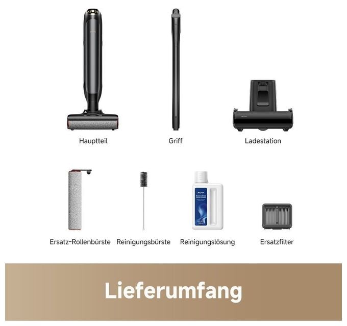 Naß-/Trockensauger bis 40 min Laufzeit für bis zu  300 m² Reinigungsfläche 4 Ah 18000 Pascal bis 0,7 l Schmutzwasser Mova M10 