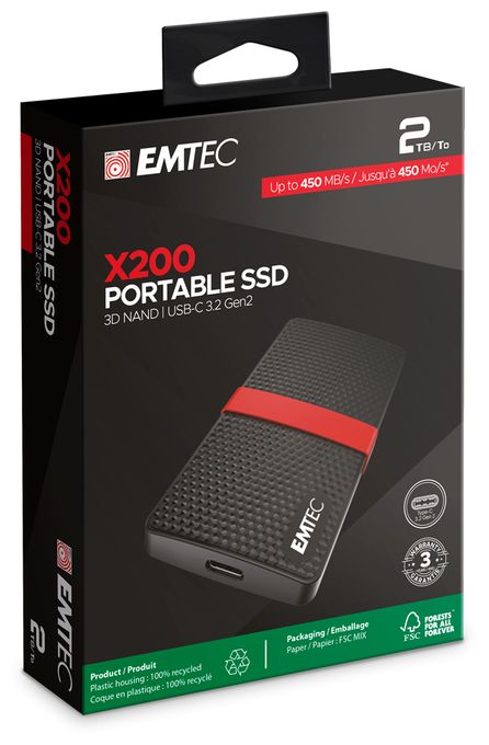 2 TB SSD  X200 Portable Power Plus (Schwarz) 