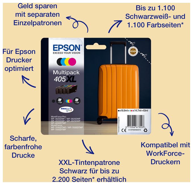 originale Druckerpatronen Schwarz 37,2 ml 405XXL C13T02J14010 