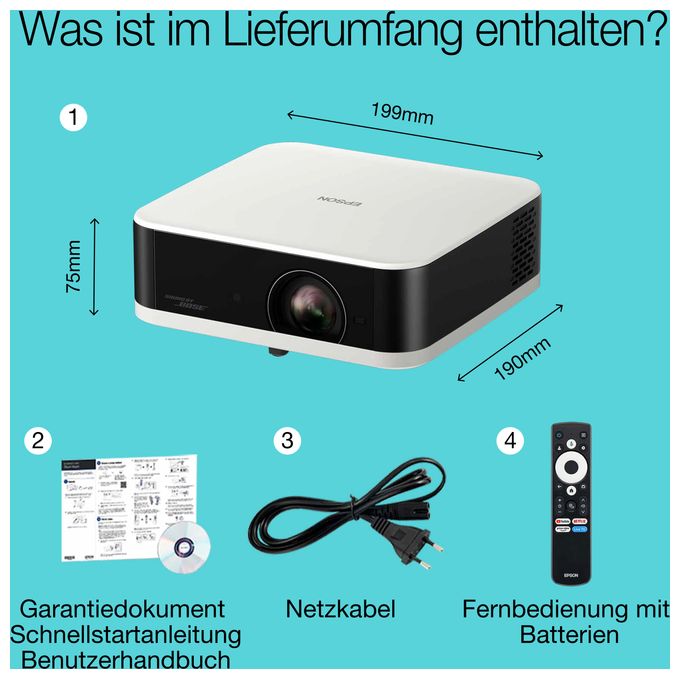 1080p (1920x1080) 3LCD LED Standard Throw-Projektor 700 ANSI Lumen  EF-61 Lifestudio Pop (Weiß) 
