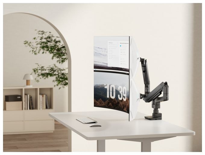 17"-35" Schwerlast-Doppelmonitor-Schreibtischhalterung, Schwarz 