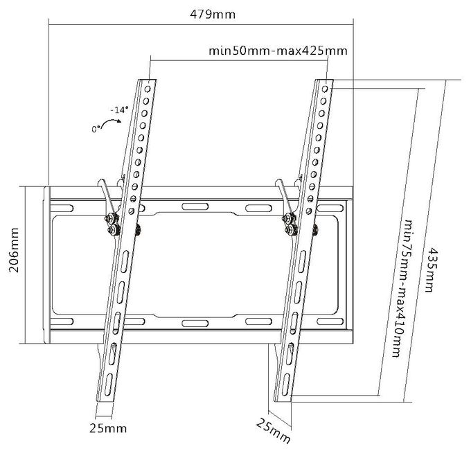 Wand Halterung bis 139,7 cm (55") 35 kg 650311 