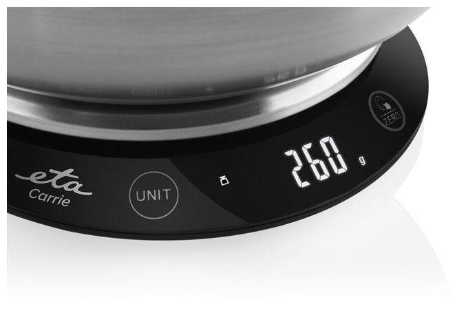 Elektronische Küchenwaage bis 5 kg Genauigkeit 1 g  Carrie (Schwarz, Edelstahl) 