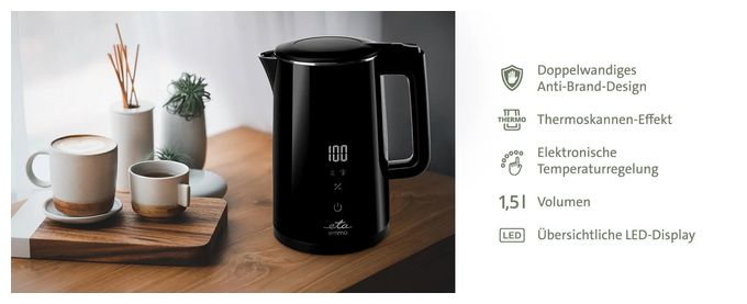 1,5 l Wasserkocher 2200 W  Emma (Schwarz) 