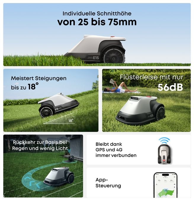 Rasenmähroboter bis 800 m² E15 Solo 