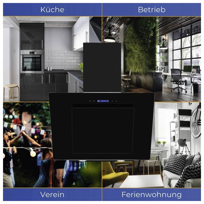 Dunstabzugshaube/Esse Wand 80 cm (Schwarz) KFD807-2L 
