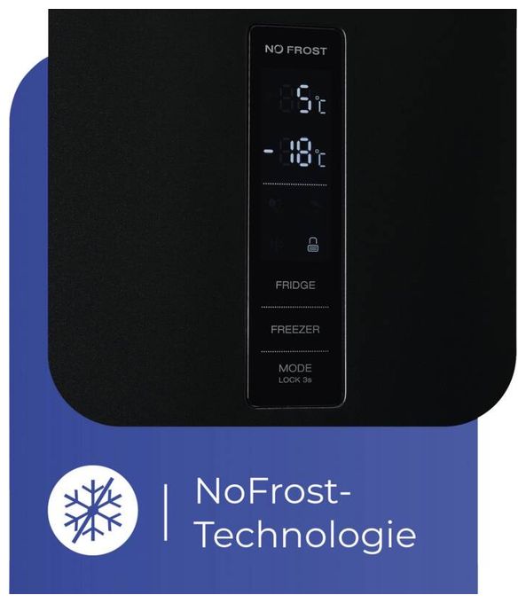 243 l / 104 l Kühl-Gefrierkombi freistehend NoFrost 162 kWh Jahr  KGC350-105-NF-040C (Schwarz) 