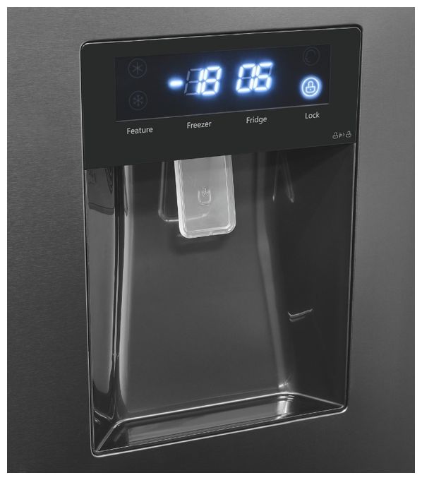 Side-by-Side Kühl-/ Gefrierkombination 284 l / 148 l 283 kWh NoFrost 1830 mm x 836 mm  MD430-100-WS-202E (Schwarz, Edelstahl) 