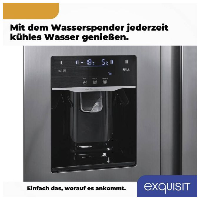 Side-by-Side Kühl-/ Gefrierkombination 344 l / 169 l 306 kWh NoFrost 1775 mm x 910 mm  SBS520-CF-040E (Schwarz, Edelstahl) 