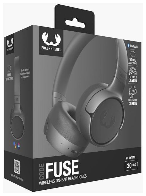 Ohraufliegender Bluetooth Kopfhörer kabellos 30 h Laufzeit USB Typ-C  Code Fuse (Grau) 