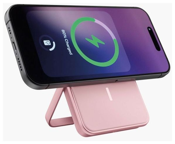 5000 mAh Powerbank USB Typ-C Kabelloses Laden  Wireless Magnetic (Pink) 