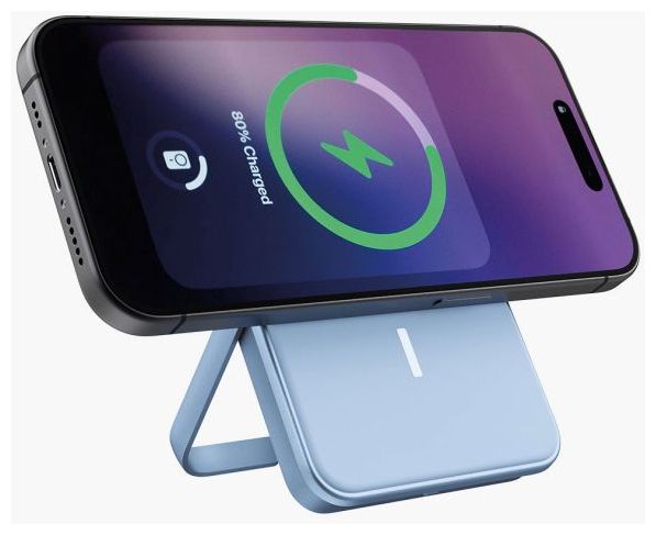 5000 mAh Powerbank USB Typ-C Kabelloses Laden  Wireless Magnetic (Blau) 