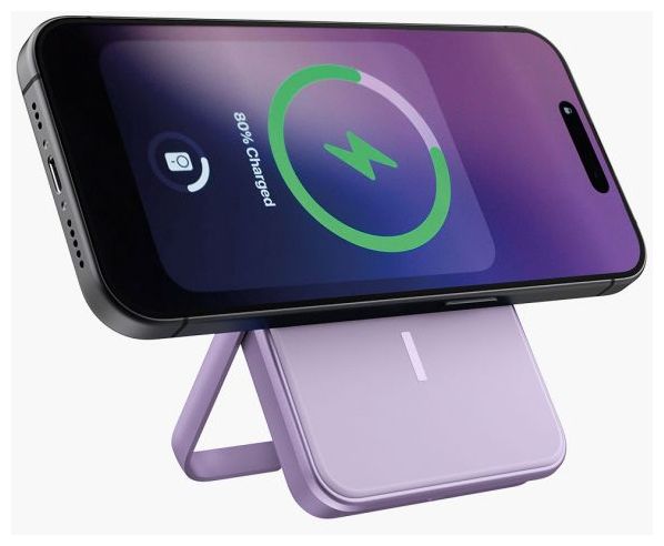 5000 mAh Powerbank USB Typ-C Kabelloses Laden  Wireless Magnetic (Lila) 