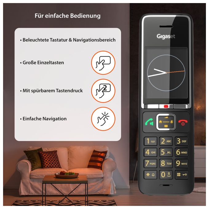 Analoges/DECT-Telefon  E560 Premium-Großtastentelefon (Schwarz) 