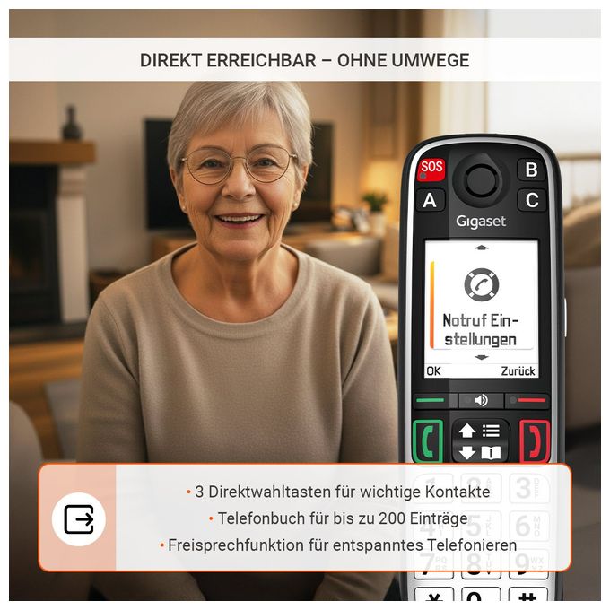 Analoges/DECT-Telefon  Easy 500 (Schwarz, Silber) 