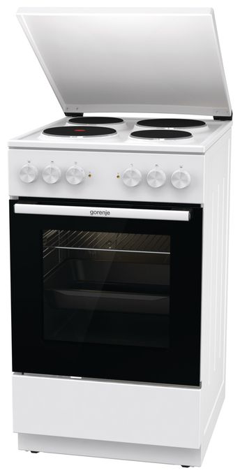 Freistehender Herd Elektro 74 l AquaClean mit Gußkochplatte Kochfeld GE5A23WH 