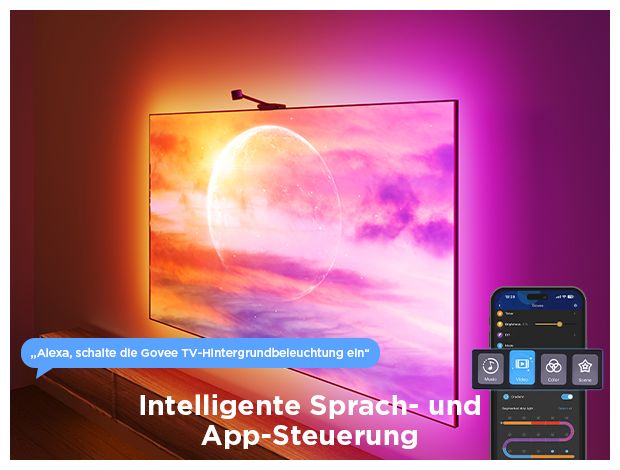 LED Intelligenter Leuchtstreifen Multi H6098 Netflix Envisual TV Backlight für 55-65" TVs 