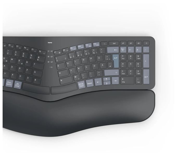 Heimbüro Tastatur RF Wireless + Bluetooth 2.4 GHz (Schwarz, Blau, Dunkles Grau) 173071 WK-900 Ergo 