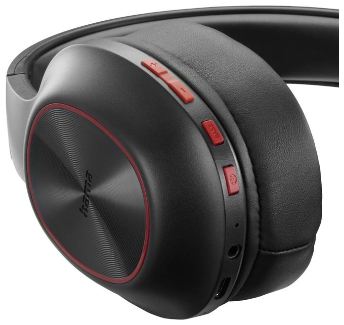 Over Ear Bluetooth Kopfhörer kabellos 60 h Laufzeit  221779 Spirit Calypso III (Schwarz, Rot) 