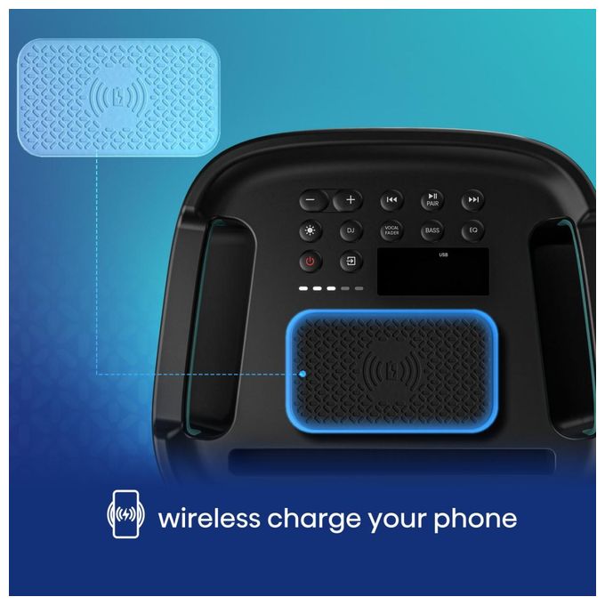 300 W Bluetooth Lautsprecher IPX4 Laufzeit bis 15 h  Party Storm 1 (Schwarz) 