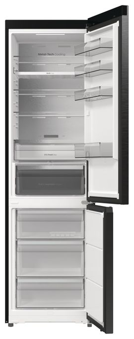 253 l / 130 l Kühl-Gefrierkombi freistehend NoFrost 181,59 kWh Jahr  RB5P410SAFC (Schwarz, Edelstahl) 