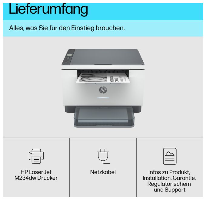 A4 Laser Drucker 600 x 600 DPI 29 Seiten pro Minute LaserJet MFP M234dw All in One 