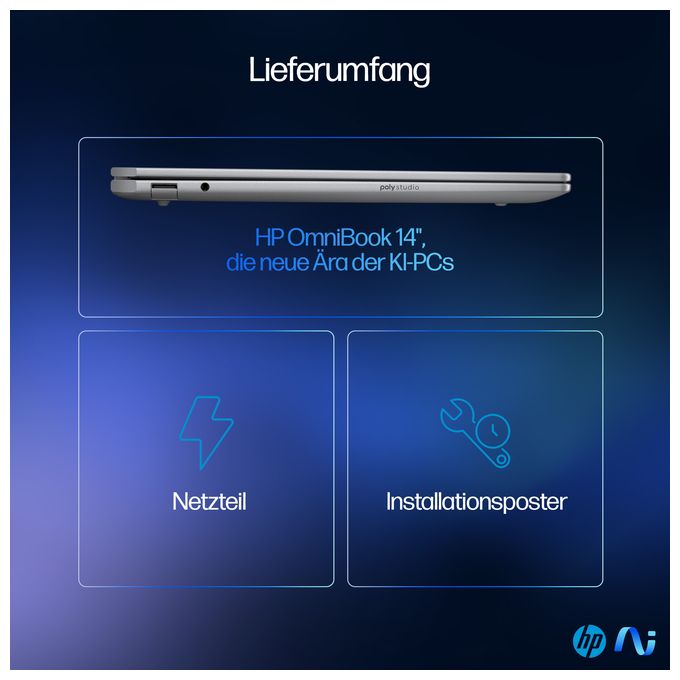 2K Ultra HD Notebook 35,6 cm (14 Zoll) 2240 x 1400 Pixel 1 TB SSD Windows 11 Home AMD Ryzen 9 max. 5 GHz  OmniBook Ultra 14-fd0094ng (Silber) 