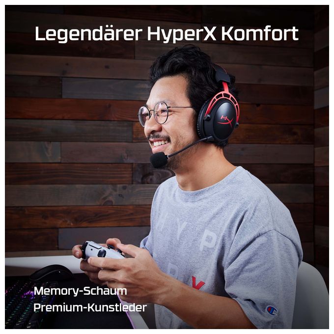 Over Ear Kopfhörer Kabelgebunden  Cloud Alpha Gaming (Schwarz, Rot) 