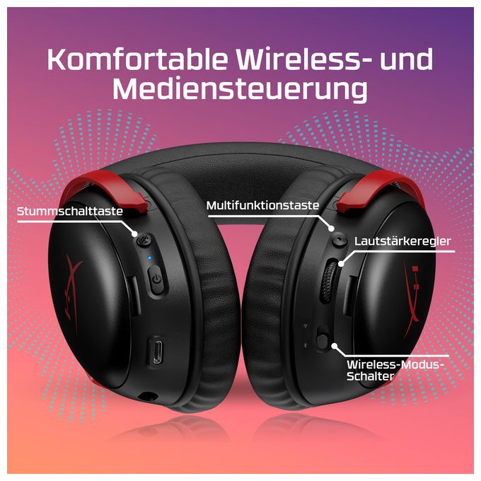 Over Ear Bluetooth Kopfhörer kabellos 120 h Laufzeit  Cloud III (Schwarz) 