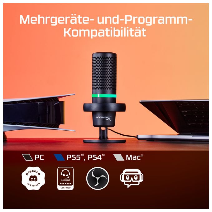 Kabelgebunden Mikrofon für Spielkonsole 96 kHz USB  DuoCast (Schwarz) 
