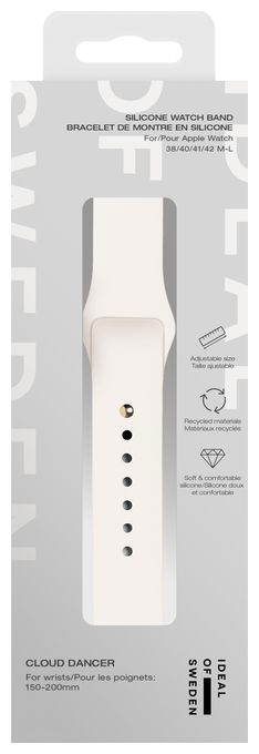 Armband 20 mm Apple Watch 38/40/41/42 (Series10) - M/L  Silicone Watch Band (Weiß) 