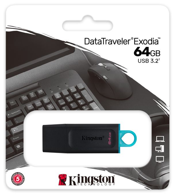 USB Typ-A Stick 64 GB  DataTraveler Exodia (Schwarz, Türkis) 