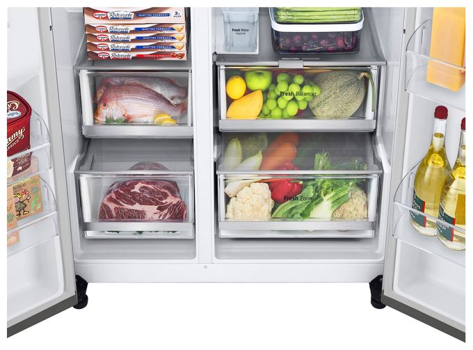 Side-by-Side Kühl-/ Gefrierkombination 416 l / 219 l 350 kWh NoFrost 1790 mm x 913 mm  GSGV81PYLL (Silber) 