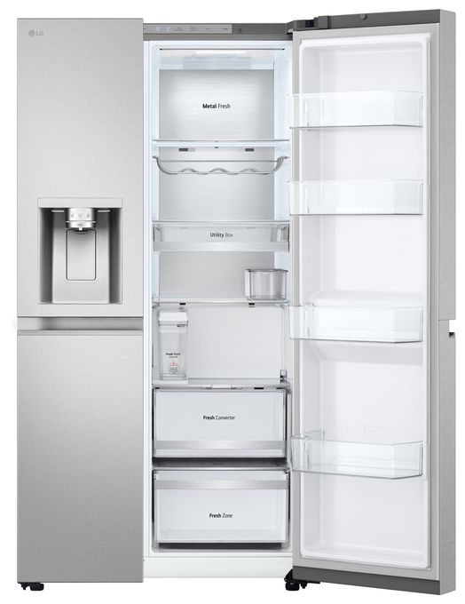 Side-by-Side Kühl-/ Gefrierkombination 404 l / 219 l 175 kWh NoFrost 1790 mm x 913 mm  GSLE91MBAB (Edelstahl) 