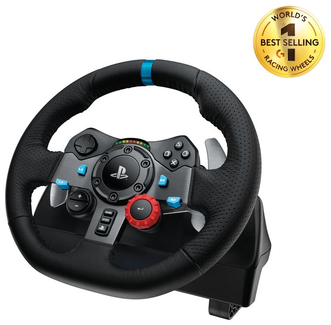 Analog Lenkrad + Pedale für PC, PlayStation 4, PlayStation 5, Playstation 3  G29 (Schwarz) 