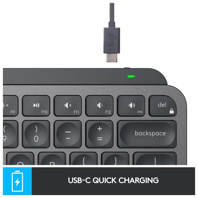 LED Büro Tastatur RF Wireless + Bluetooth 2.4 GHz  MX Keys Mini Minimalist (Graphit) 